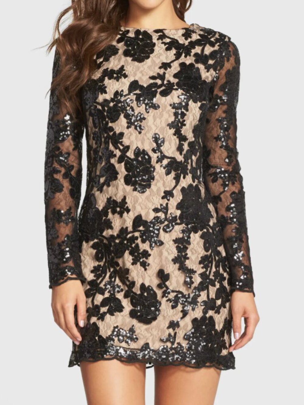 Dress The Population Grace A-Line Dress Black Sequin Lace Size Small